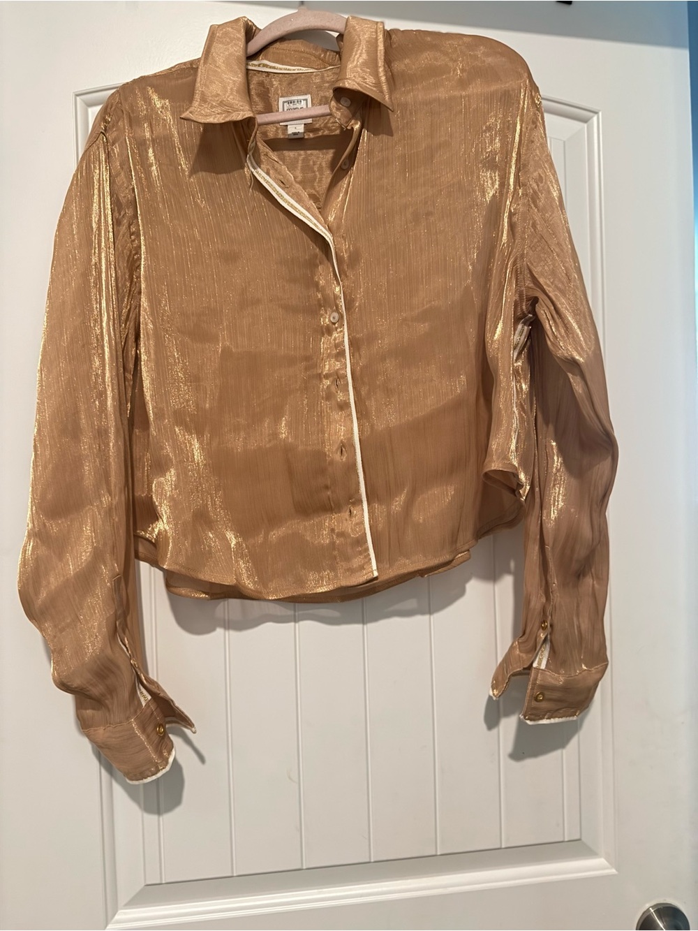 Maeve Metallic Gold Button-Front Blouse by M
Anthropologie